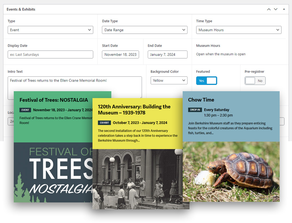 Custom WordPress calendar development for Berkshire Museum