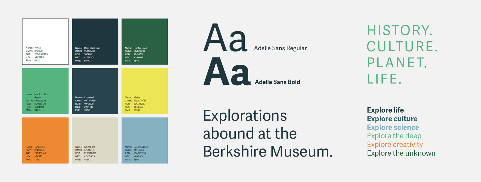 Color and Typography for the new Berkshire Museum brand
