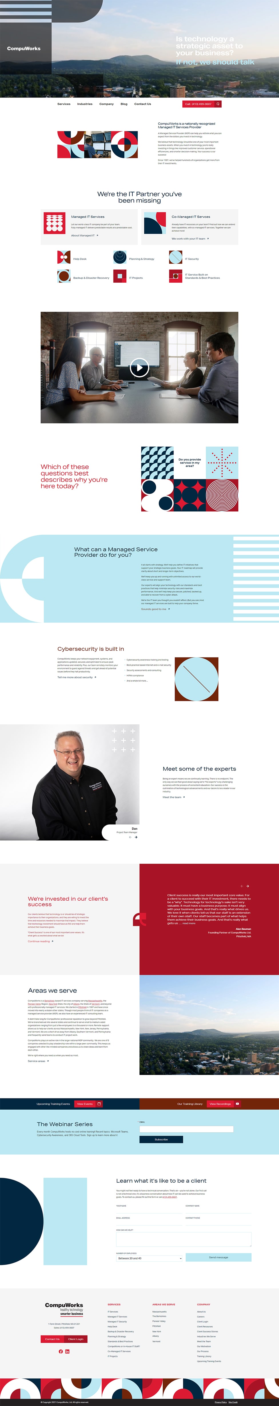 The completed website homepage for CompuWorks