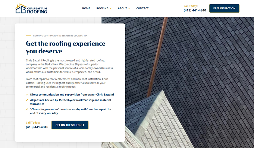 Chris Battaini Roofing Website Screenshot