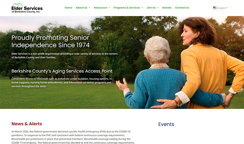 Elder Services of Berkshire County Website Screenshot