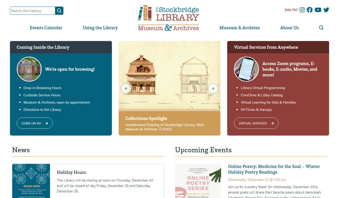 Stockbridge Library Museum and Archives website homepage