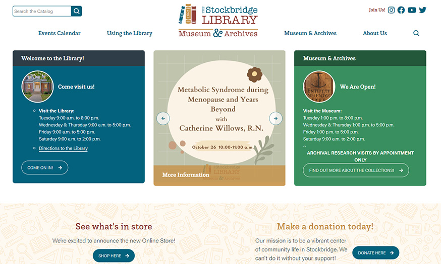 Stockbridge Library website by gemini creative